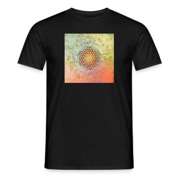 Flower Of Life - Vintage Ornaments Gold Silver 1 - Männer T-Shirt - Schwarz - Vorne - AI Model Male 178 light (178cm)