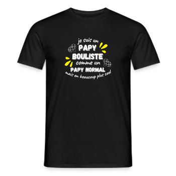 Papy bouliste.Idée cadeau pour papy fan pétanque - T-shirt homme - noir - Devant - AI Model Male 178 light (178cm)