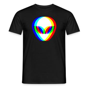 Alien Head Trippy Techno DJ Raver Glitch - Männer T-Shirt - Schwarz - Vorne - AI Model Male 178 light (178cm)