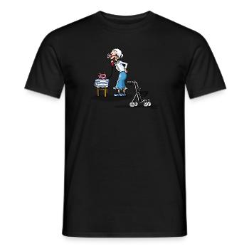 Omi on the phone - Men's T-Shirt - black - Front - AI Model Male 178 light (178cm)