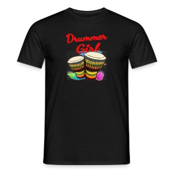 Drummer Girl Djembe Percussion - T-shirt homme - noir - Devant - AI Model Male 178 light (178cm)