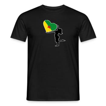 Silhouette Frau Herz Farbe Flagge von Guyana - Männer T-Shirt - Schwarz - Vorne - AI Model Male 178 light (178cm)