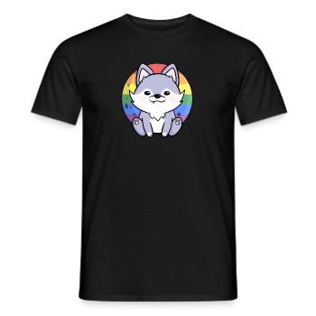 Sweet Wolf Dog Gay Queer Flag Flag LGBTQ Moon - Men's T-Shirt - black - Front - AI Model Male 178 light (178cm)