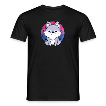 Cute Wolf Dog Bisexual Bi Flag FLAG LGBTQ - Men's T-Shirt - black - Front - AI Model Male 178 light (178cm)