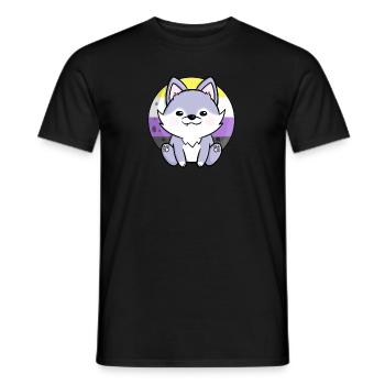 Cute Wolf Dog Nonbinary Flag Flag LGBTQ Moon - Men's T-Shirt - black - Front - AI Model Male 178 light (178cm)