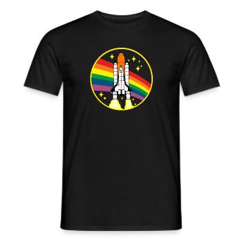 Rocket Space Rainbow Stars T-Shirt - Men's T-Shirt - black - Front - AI Model Male 178 light (178cm)