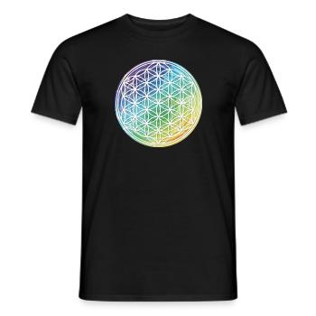 Flower of Life Rainbow Gift Idea 005-034 - Men's T-Shirt - black - Front - AI Model Male 178 light (178cm)