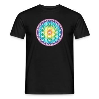 Flower of Life Rainbow Gift Idea 005-038 - Men's T-Shirt - black - Front - AI Model Male 178 light (178cm)