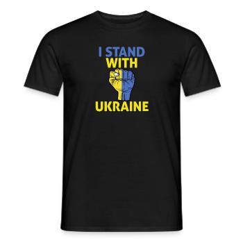I Stand With Ukraine i support Ukraine - Men's T-Shirt - black - Front - AI Model Male 178 light (178cm)
