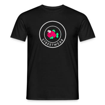 poisson - streetwear - T-shirt homme - noir - Devant - AI Model Male 178 light (178cm)