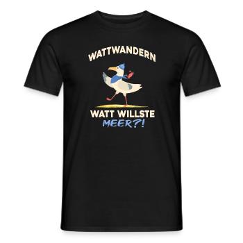 wattwandern möwe wandert mit krebs nordsee - Männer T-Shirt - Schwarz - Vorne - AI Model Male 178 light (178cm)