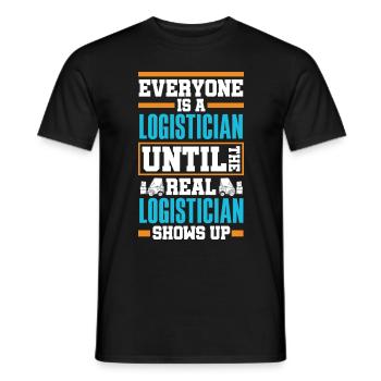 Logistics Logistician Until Real Logistician - Men's T-Shirt - black - Front - AI Model Male 178 light (178cm)