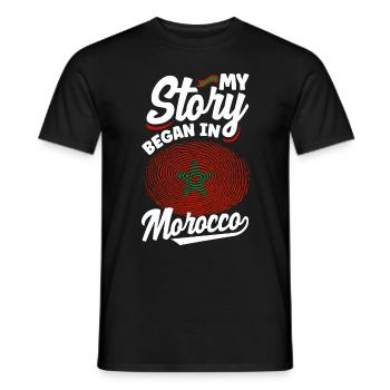 Maroc Maroc Maroc Drapeau Mon histoire a commencé en - T-shirt homme - noir - Devant - AI Model Male 178 light (178cm)