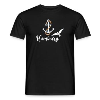hamburg,logo, anker,möwe,icon,schriftzug - Männer T-Shirt - Schwarz - Vorne - AI Model Male 178 light (178cm)