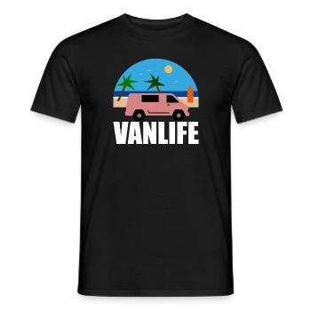 VAN LIFE - La plage - Van rose - T-shirt homme - noir - Devant - AI Model Male 178 light (178cm)