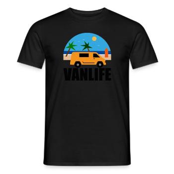 VAN LIFE - La plage - Van orange - T-shirt homme - noir - Devant - AI Model Male 178 light (178cm)