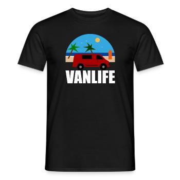VAN LIFE - La plage - Van rouge - T-shirt homme - noir - Devant - AI Model Male 178 light (178cm)