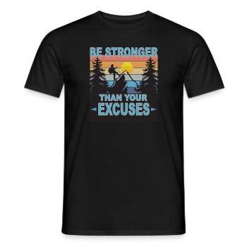 Stronger than Excuses when hikingBre - Men's T-Shirt - black - Front - AI Model Male 178 light (178cm)