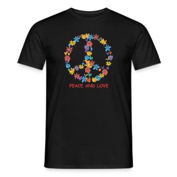 peace and love - Männer T-Shirt - Schwarz - Vorne - AI Model Male 178 light (178cm)