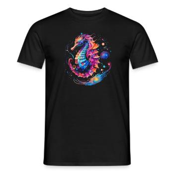 Conception d’hippocampe dans des couleurs vives animaux marins - T-shirt homme - noir - Devant - AI Model Male 178 light (178cm)