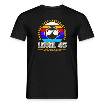 Level 45 - Men's T-Shirt - black - Front - AI Model Male 178 light (178cm)
