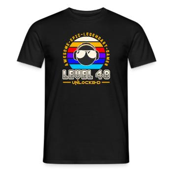 Level 48 - Men's T-Shirt - black - Front - AI Model Male 178 light (178cm)