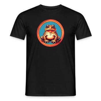 Grenouille avec casquette sur des éclaboussures de couleur - T-shirt homme - noir - Devant - AI Model Male 178 light (178cm)