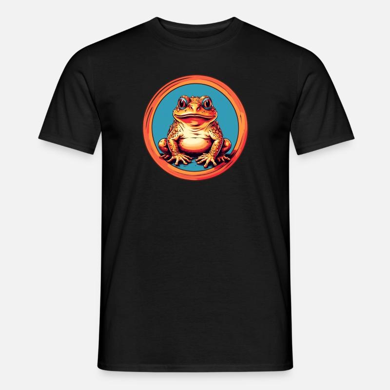Frosch mit Mütze auf Farbklecksen - Männer T-Shirt - Schwarz
