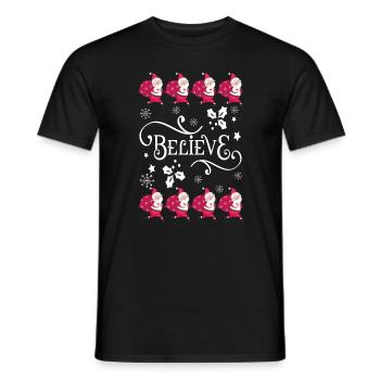 Noël Ugly cadeau Sweater Believe à Santa - T-shirt homme - noir - Devant - AI Model Male 178 light (178cm)