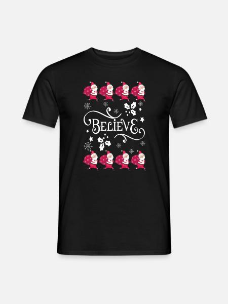 Weihnachten Ugly Geschenk Sweater Believe in Santa - Männer T-Shirt - Schwarz