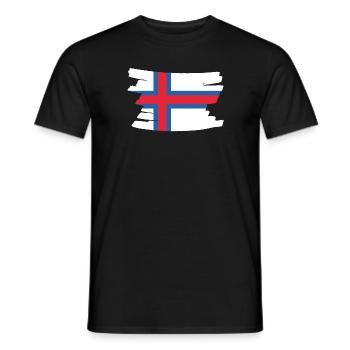 Faroe Islands National Flag - horizontal brush - Men's T-Shirt - black - Front - AI Model Male 178 light (178cm)