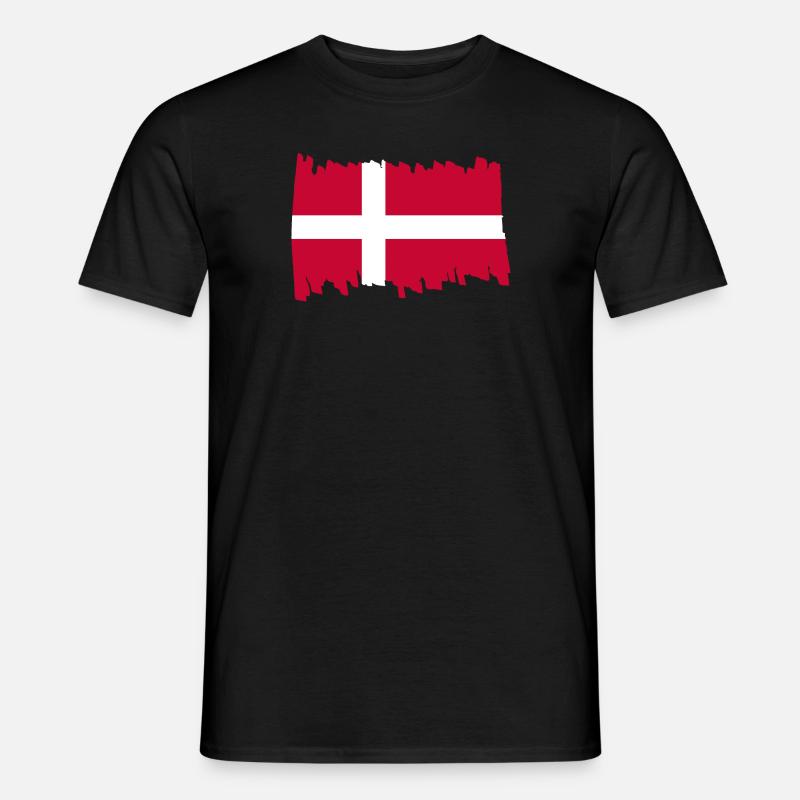Danmarks nationale flag - børste lodret - Mænd T-shirt - sort
