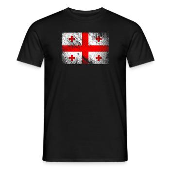 Georgia Flag - Vintage Grunge - Men's T-Shirt - black - Front - AI Model Male 178 light (178cm)