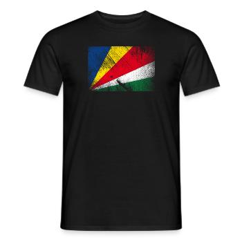 Seychelles flag - vintage grunge - Men's T-Shirt - black - Front - AI Model Male 178 light (178cm)