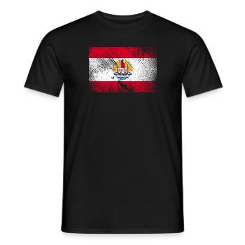 Französisch Polynesien Flagge - Vintage Grunge - Männer T-Shirt - Schwarz - Vorne - AI Model Male 178 light (178cm)