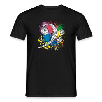 Clé basse sur éclaboussures de couleur - T-shirt homme - noir - Devant - AI Model Male 178 light (178cm)