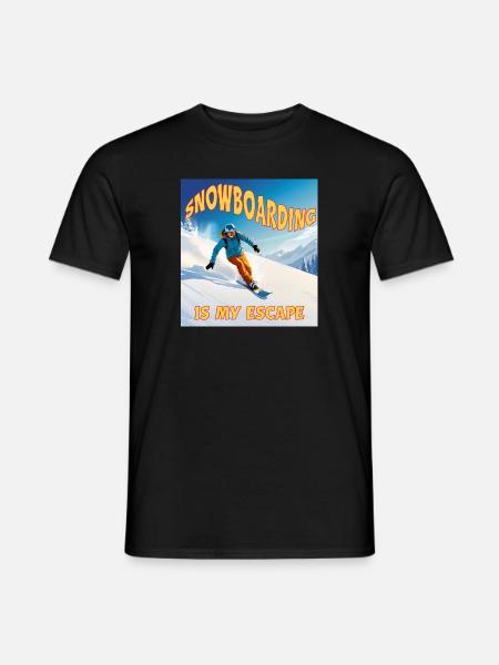 Snowboarden ist meine Flucht - Männer T-Shirt - Schwarz