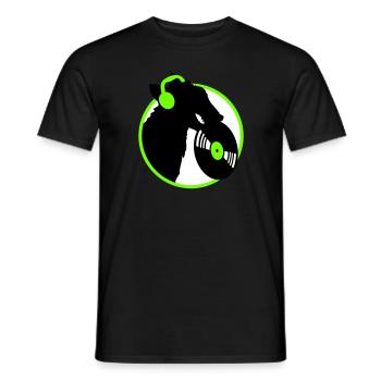 Hund DJ Musik Auflegen Club Disko Schallplatte Fun - Männer T-Shirt - Schwarz - Vorne - AI Model Male 178 light (178cm)