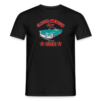Classic American Cars Garage, Straßenkreutzer - Männer T-Shirt - Schwarz - Vorne - AI Model Male 178 light (178cm)