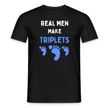 Real men make triplets funny with blue baby feet - Men's T-Shirt - black - Front - AI Model Male 178 light (178cm)