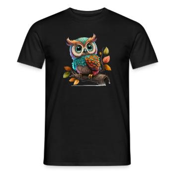 Bunte Eule | T-Shirt - Männer T-Shirt - Schwarz - Vorne - AI Model Male 178 light (178cm)
