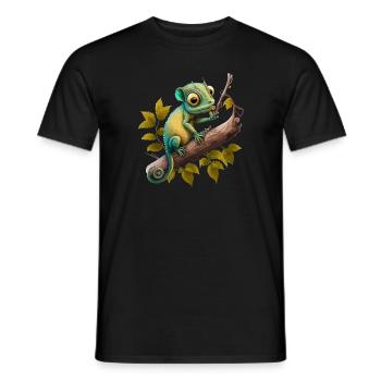 Grünes Chameleon | T-Shirt - Männer T-Shirt - Schwarz - Vorne - AI Model Male 178 light (178cm)
