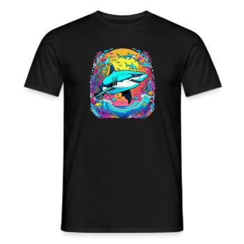 requin et coucher de soleil - T-shirt homme - noir - Devant - AI Model Male 178 light (178cm)