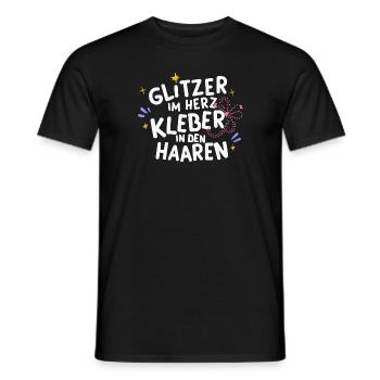 Glitzer-Herz Kleber-Haar Bastel-Fan Kunst DIY - Männer T-Shirt - Schwarz - Vorne - AI Model Male 178 light (178cm)