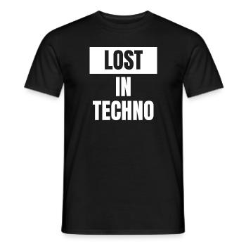 LOST IN TECHNO - Männer T-Shirt - Schwarz - Vorne - AI Model Male 178 light (178cm)