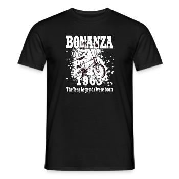Bonanza 1963 - year of birth - Bonanza wheel - vintage - Men's T-Shirt - black - Front - AI Model Male 178 light (178cm)