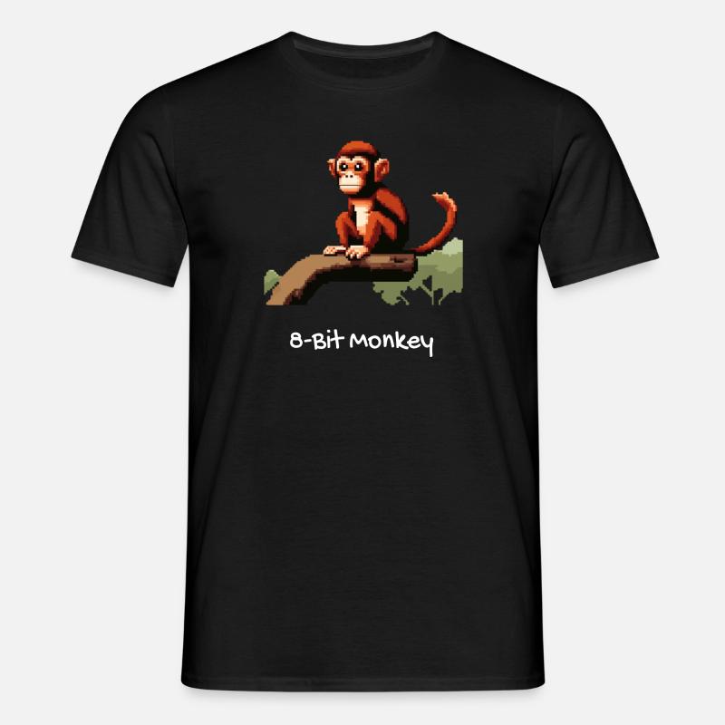 8 bit Monkey - Männer T-Shirt - Schwarz