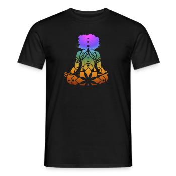 Yoga Meditation Mandala - Men's T-Shirt - black - Front - AI Model Male 178 light (178cm)
