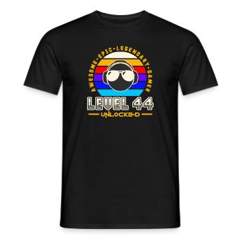 Level 44 - Men's T-Shirt - black - Front - AI Model Male 178 light (178cm)