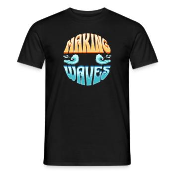 Beach Ocean Surfing Retro Surfers Sea Waves Summer - Männer T-Shirt - Schwarz - Vorne - AI Model Male 178 light (178cm)